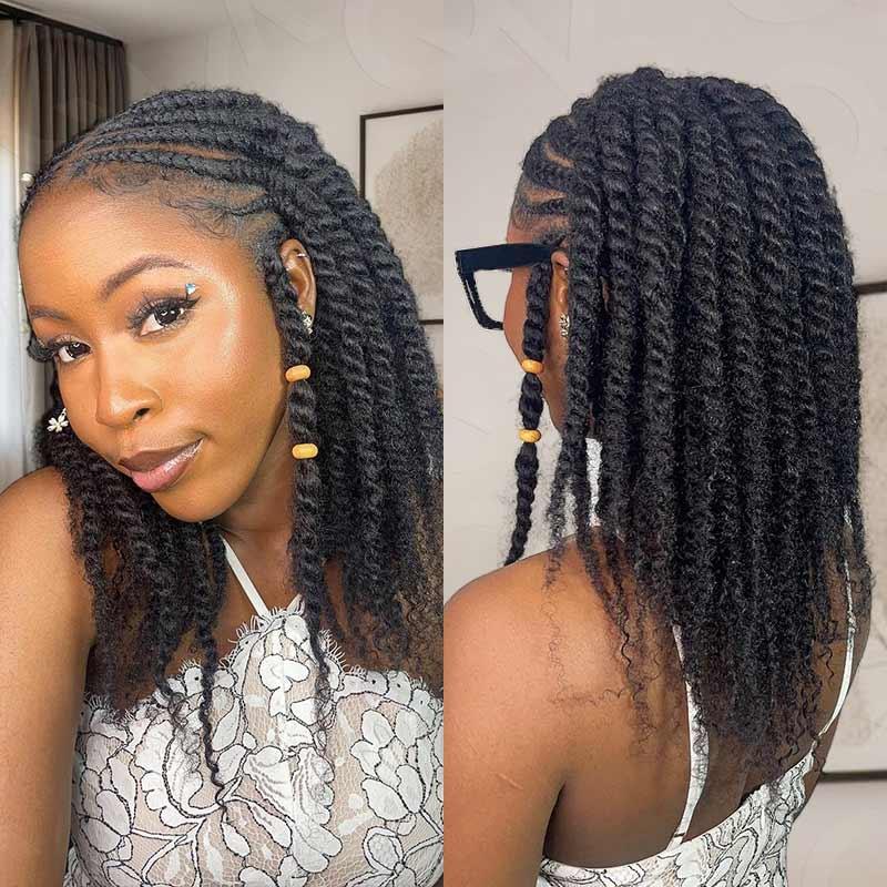 QVR Hair Afro Kinky Bulk Human Hair for Braiding Dreadlock Hair 10-22 Inches Natural Black 3 Packs Curly Big Summer Deals TikTokShopBlackFriday