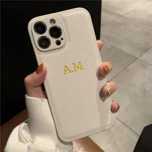 Personalized Phone Case For iPhone 17 Pro Max 16 15 14 Plus 13 12 11 17Air Luxury PU Leather Customized Initials Name Gift Cover