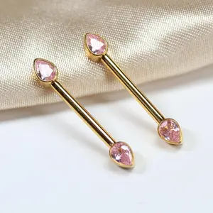 Titanium Internally Threaded Pink Nipple Barbell.