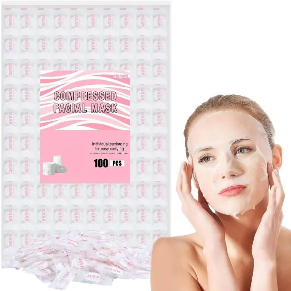 100PCS Compressed Cotton Facial Mask Sheets – DIY Disposable Face Mask Paper for Skincare, Natural Cotton Sheet Masks for Home Spa, Travel & Skin Hydration
