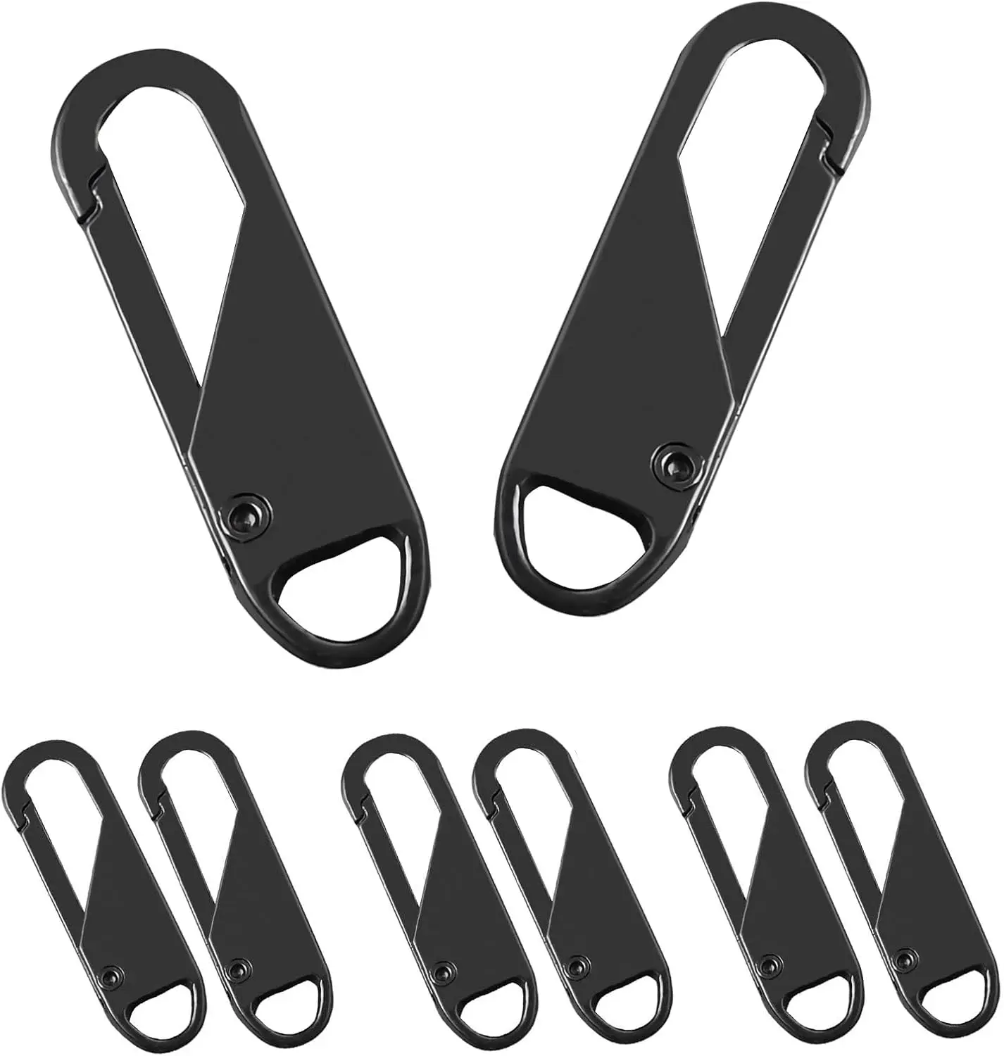 Zipper Pull, 6 count Replacement Metal Zipper Handle Mend Fixer Tab for Luggage, Suitcases, Backpacks, Jackets, Purses, Handbags