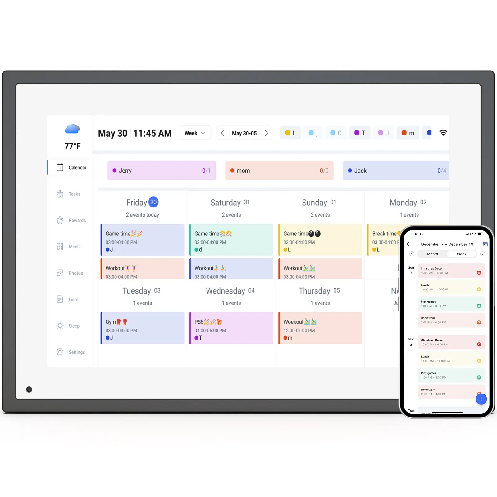 10.1 Inch Smart Digital Calendar Planner & Chore Chart, IPS HD Touchscreen Interactive Display for Family Schedules, Built-in Digital Picture Frames Function - Streamline Household Organization summerwins