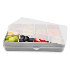 Snackle Box - 12-compartment Divided Snack Container  Food Storage Removable Dividers For Snacks Arts & Crafts Beads And Kitchen Organization (grey)