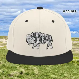 Bison Embroidered Snapback Hat - Honoring First Nations, Inuit, Native American Indigenous Cultures