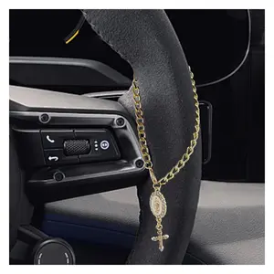 1 pc Adjustable Rosary Bead Steerer Wheel Decor 15cm Fashionable Car Interior Pendant for Car Lovers Vanilla