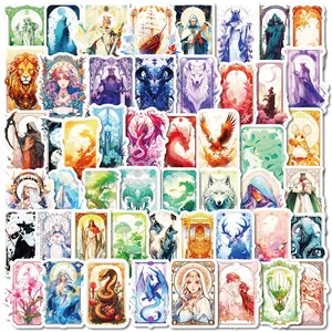 Tarot Card Series Sticker, 50pcs/set Waterproof Self Adhesive Decor Paper, Decor Sticker for Gift Greeting Card Water Bottle Laptop Phone, Cases