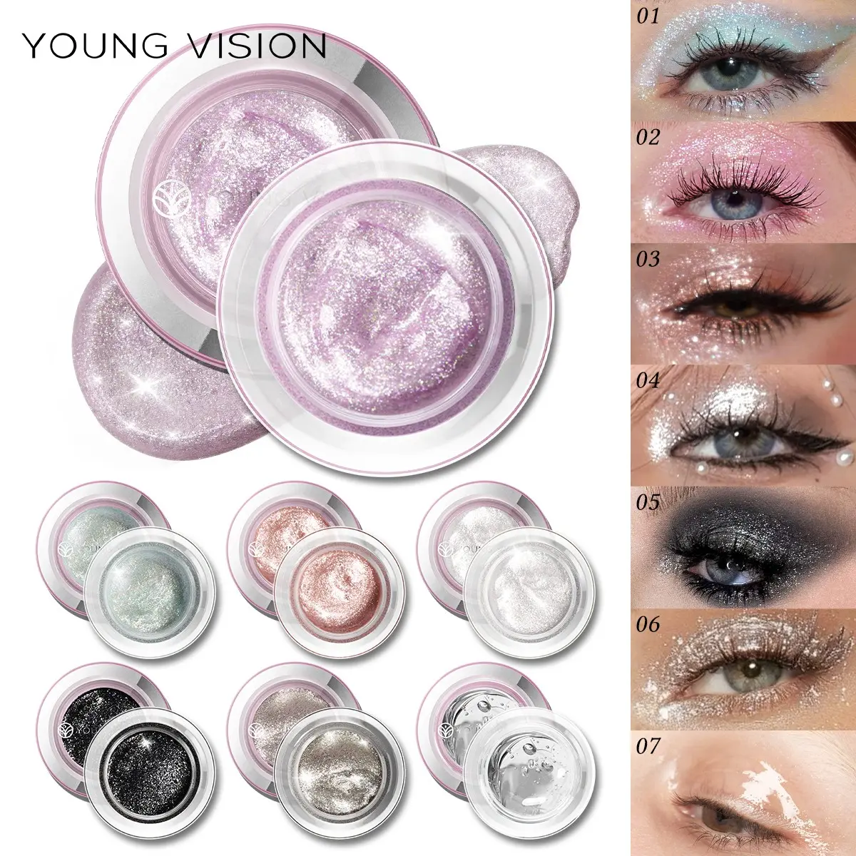 7 Color Jelly Eyeshadow, Shimmering Liquid Eyeshadow, Polarized Chameleon Effect, Multichrome Eyeshadow, Long-Lasting Glitter, Brightening Highlighter, Eye Makeup Product, Glitter Eyeshadows