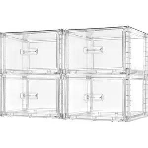 4 Pack 18QT Clear Stackable Storage Drawers,Easily Assemble Closet Organizers,Plastic Storage Bins for Bathroom,Cabinet,Kitchen Pantry,Under Sink Organization(Medium