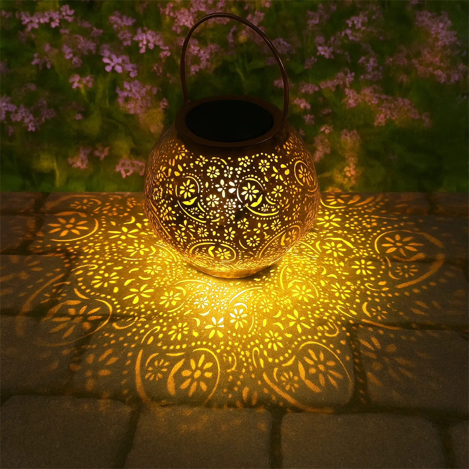 Decorative Solar Lanterns Outdoor Romantic Cornflower Pattern Metal Light, Unique Garden Gifts for Mom Women, Waterproof Hanging Lamp for Patio, Yard, Tabletop Decor  #Summervibes #weeklydeals