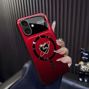 Luxury Magnetic Heart Phone Case for [iPhone 16 Plus] - Aesthetic Lens Protection Cover - Viral 2026 Trend #SummerVibes 952