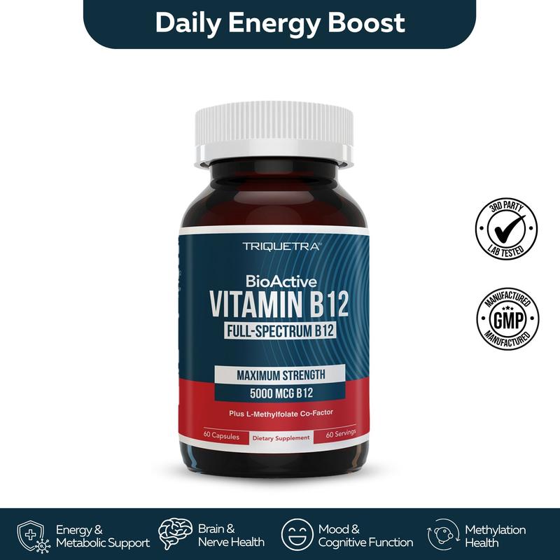 BioActive B12: Vitamin B12 Plus L-Methylfolate Healthcare Fitness Supplement Edible Dietary Bathroom