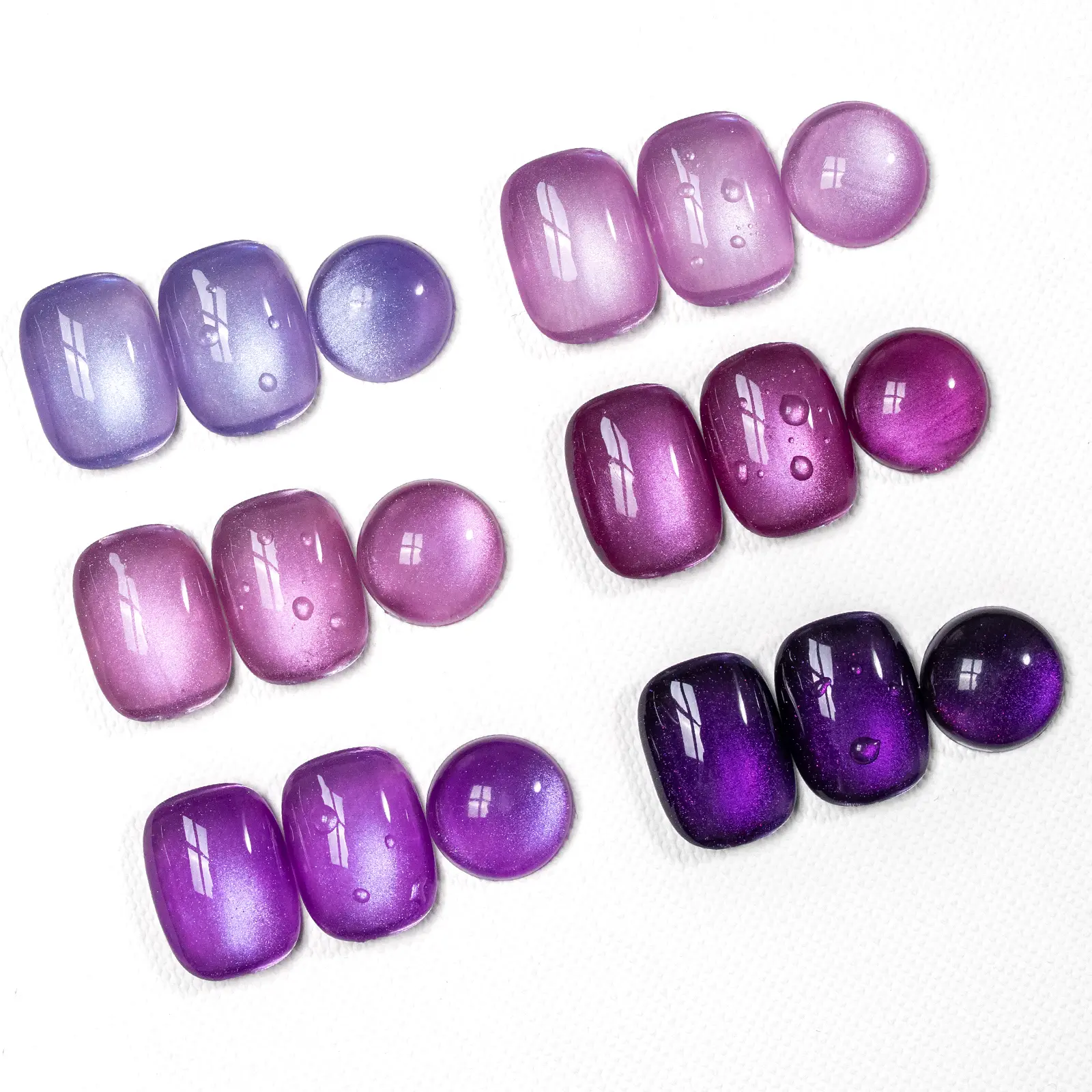 Gelike Ec Cat Eye Gel Polish Kit with Magnet, 6Colors Glitter Nail Polish Set, Summer Nail Art, Soak Off UV Cure Gel for DIY Manicure at Home and Salon, Purple Pin