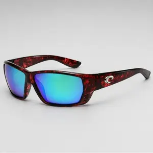 Costa Del Mar Polarized Sunglasses Blue Mirror Lens Red Tortoise Frame Full Set