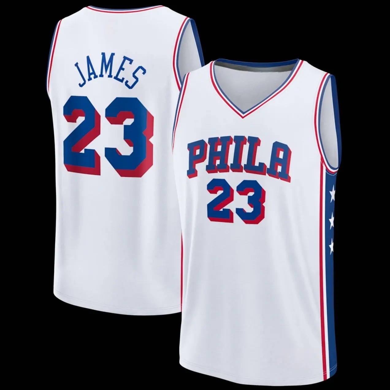 Unisex Basketball #23 James Philadelphia Team Fast Break Jersey - Association Edition - White