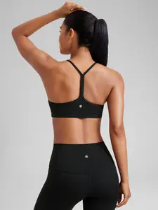 CRZ YOGA Butterluxe Womens Y Back Sports Bra - Padded Racerback Low impact Spaghetti Thin Strap Workout Yoga Bra
