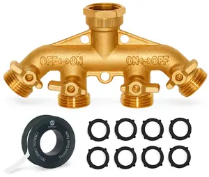Morvat Heavy Duty Hexagonal Brass 4 Way Garden Hose Splitter