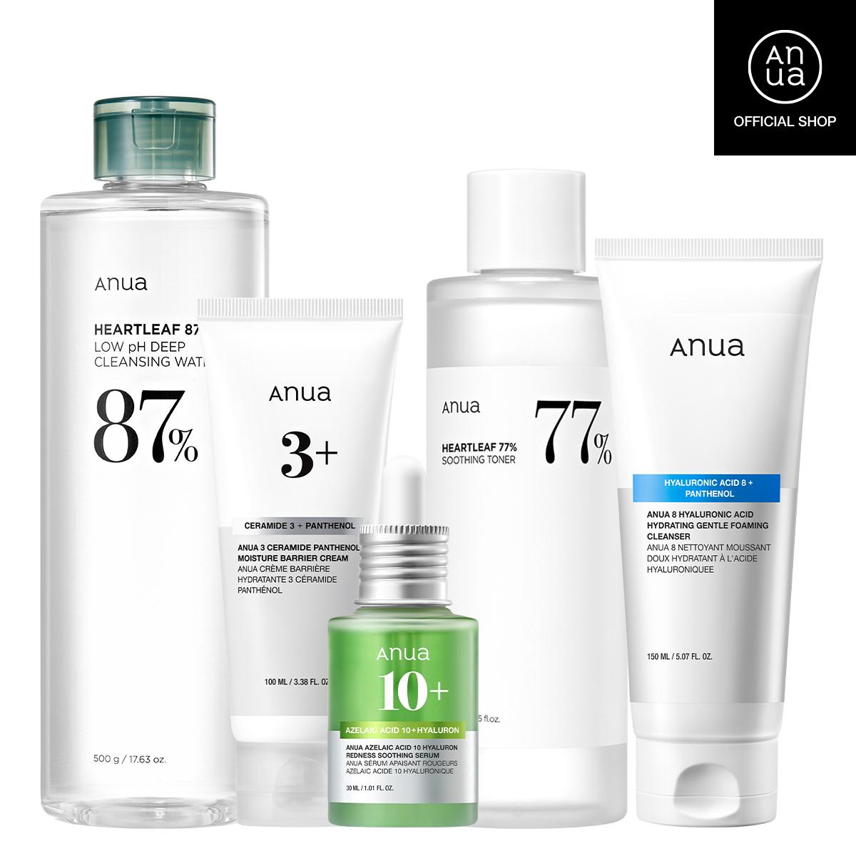 [Anua Official Shop] Azelaic Redness Soothing care set for sensitive skin Facial Cleanser, Layering toner, Soothing, No