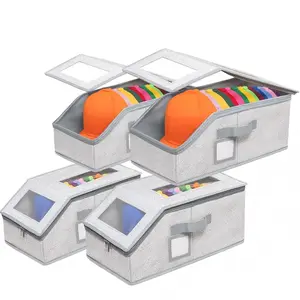 Super Bowl Baseball Cap Storage Box,Collapsible Storage Bin,Foldable Hat Organizer with Labels,Large Capacity for Home Travel and Closet,Stackable Hat Storage Boxes for Baseball Caps,Holds Up to 24 Hats,Durable Cardboard Box for Men,Classic Style