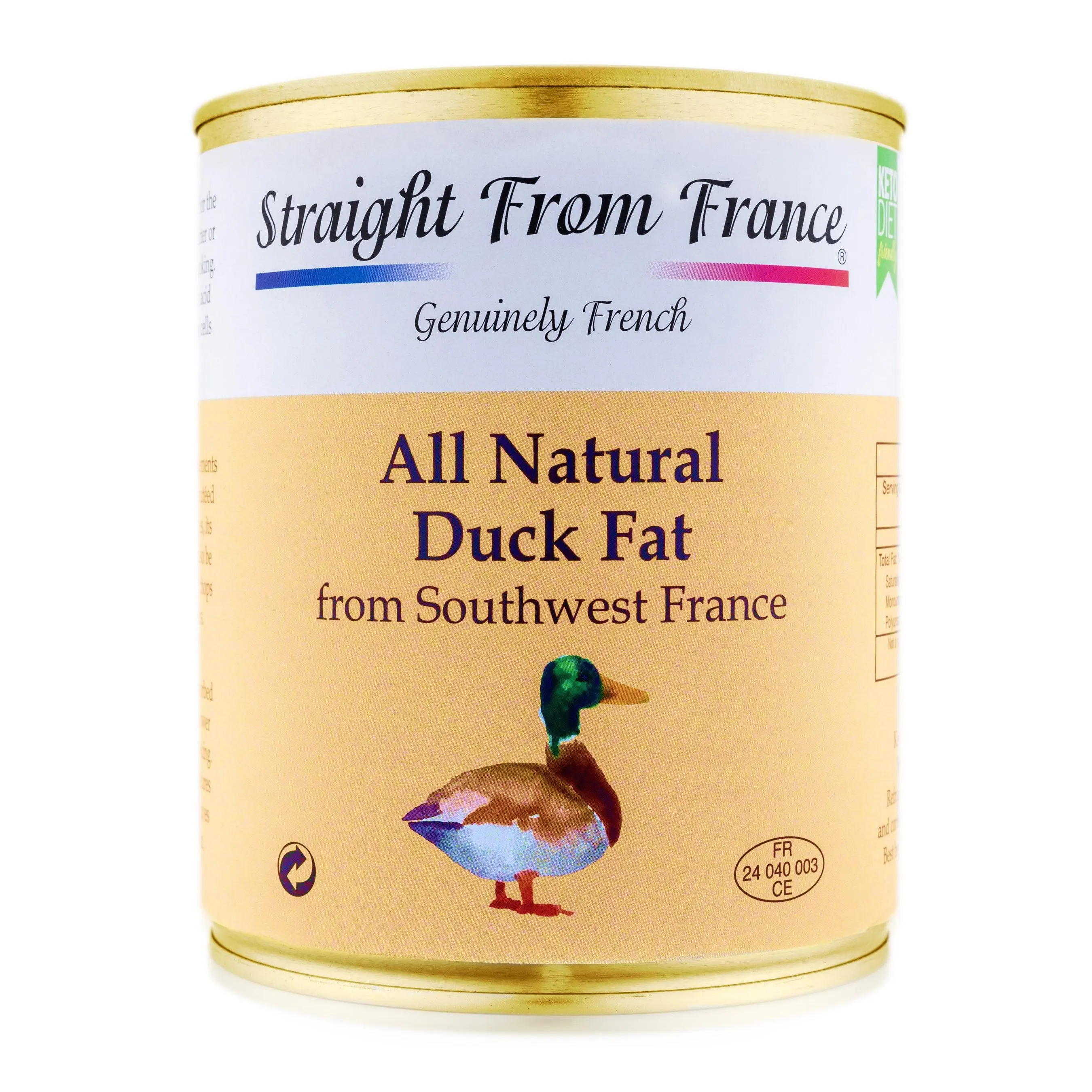 Straight from France Genuinely French Pure Duck Fat Cans - Chilled All Natural from Southwest France, Enhances Cooking, Carb-Free, Keto & Paleo Diet-Friendly Pantry Food, Can, Whole 30, Sodium Free, Gluten-Free