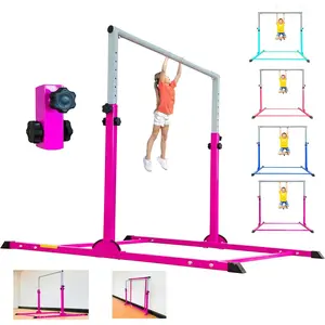 Gymnastic Bar with 4 ft Inner Width 5 ft Adjust Height for  Kip Bar with 350 lbs Gymnastic  Equipment for  3-15   and Club Use