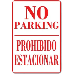 No Parking Prohibido Estacionar Warning Signs for Property,No Parking Fence  Sign Warning Decorative Outdoor ,Tinplate Notice Sign for Yard Home Outdoor 12x8 Minimalist