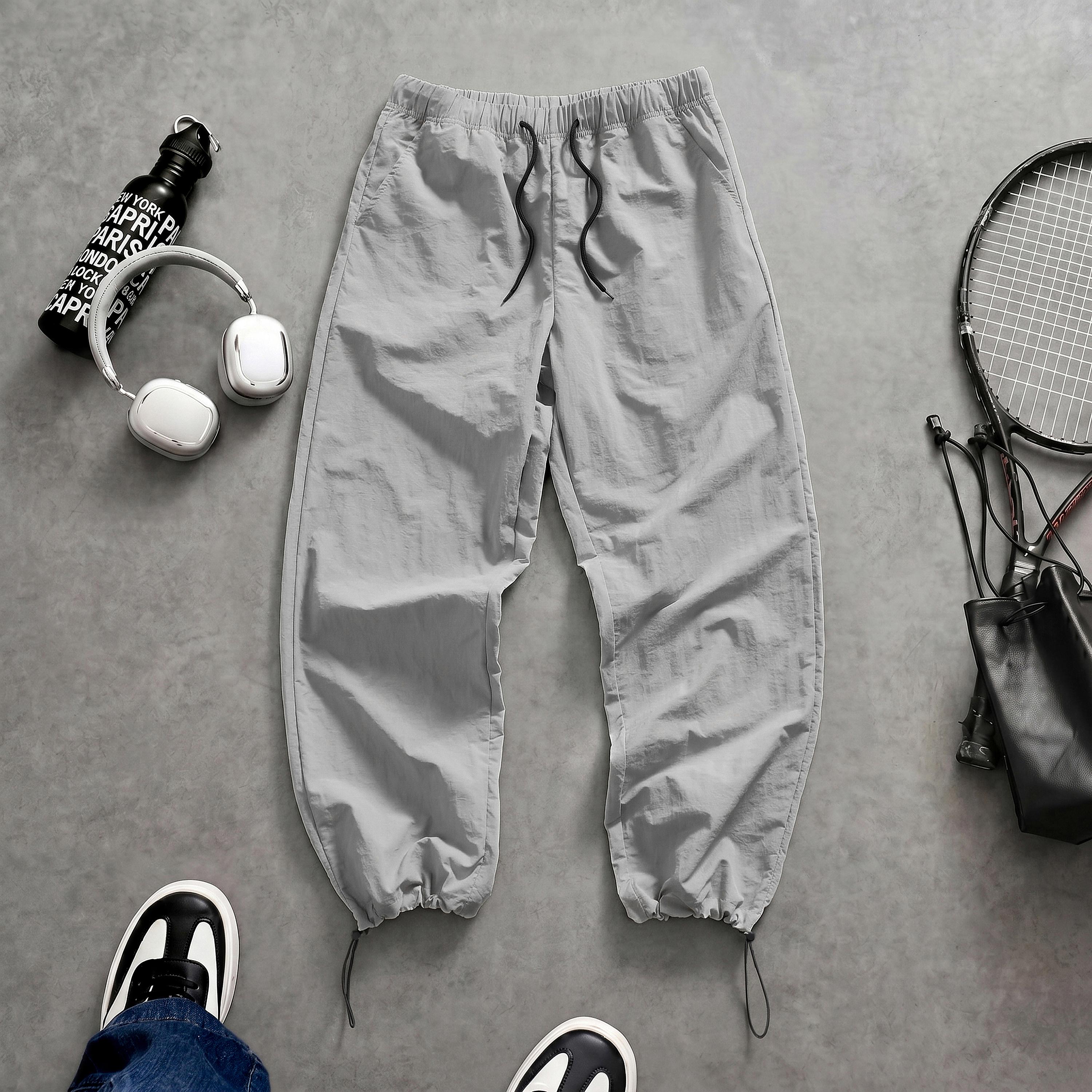 2-piece summer travel casual pants set, lightweight joggers with elastic drawstring cuffs, comfortable bottoms for vacations and outdoor activities