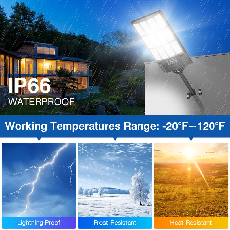 4Pack Solar Street Lights Outdoor, 6500K Solar Lights Outdoor Waterproof with Motion Sensor, Solar Flood Security Lights with Remote Control Dusk to Dawn Commercial Lighting for Yard Path Led High Efficiency Smart