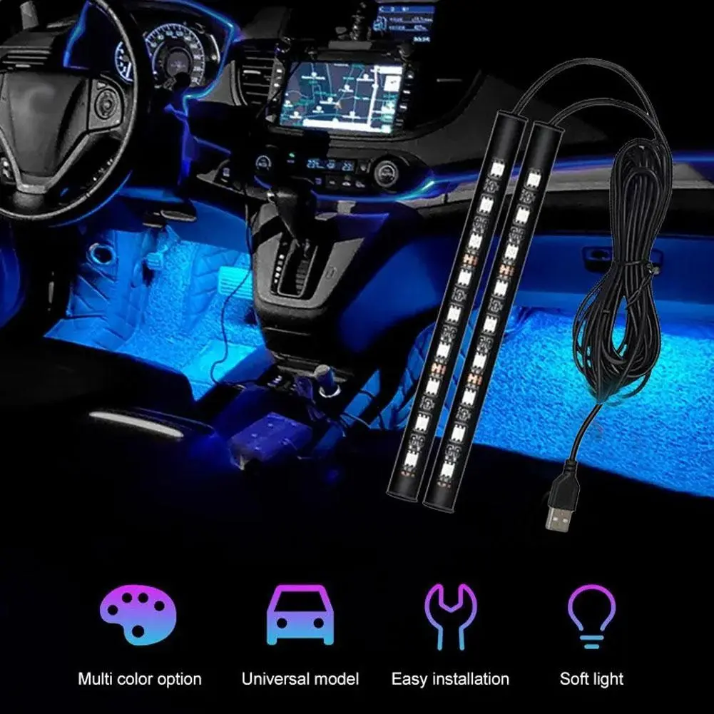 2026 New New LED Car Interior Ambient Foot Strip Light Kit Backlight 5V USB Auto Decorative Atmosphere Neon Lamp Vehicle Accessories