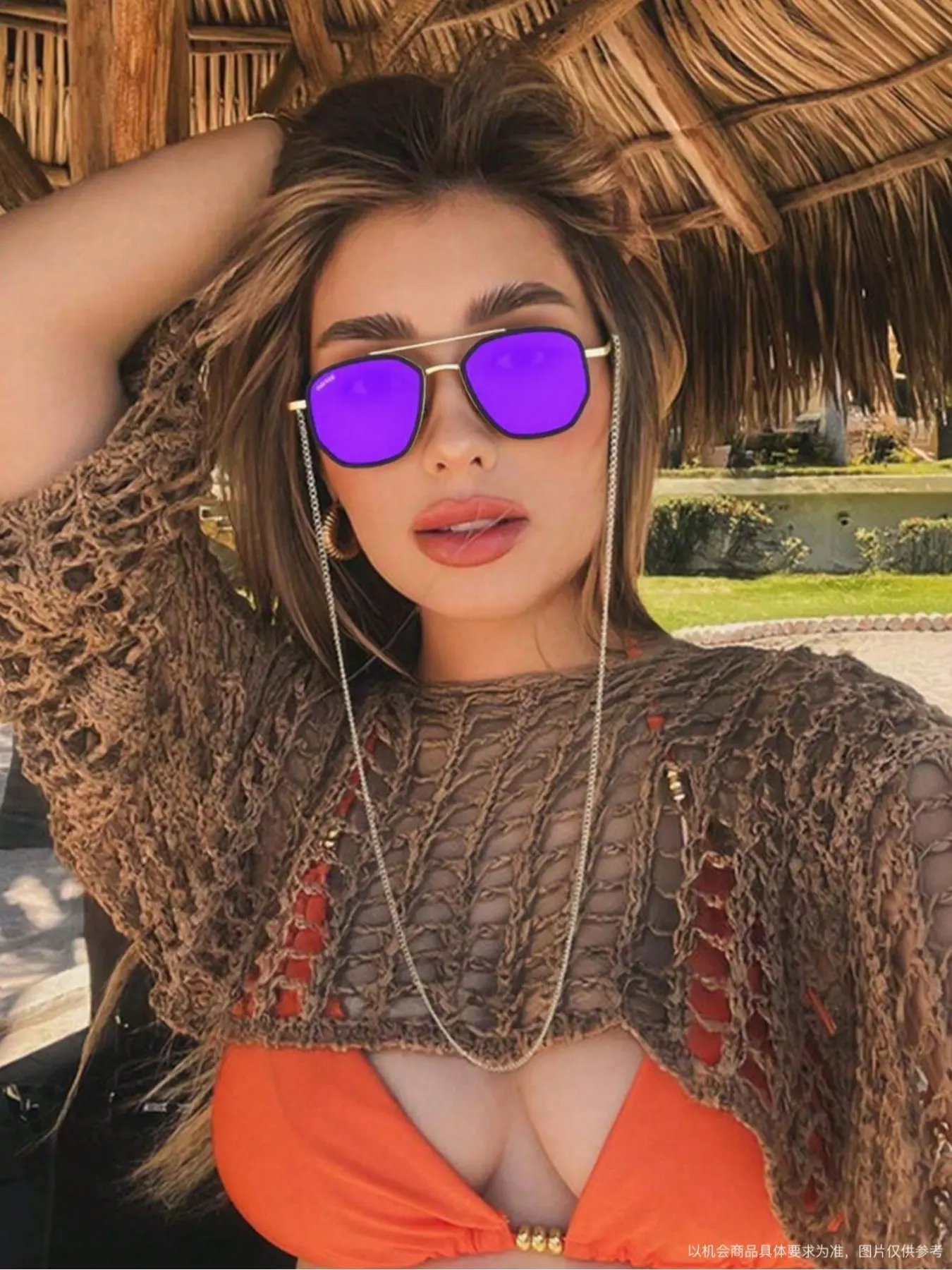 Elegant -Toned Sunglasses Decorative Lens Frame Gold Temples Square Alloy Frame Colorblock Pattern Casual All-Seasons Accessory Trendy Casual Sunglasses