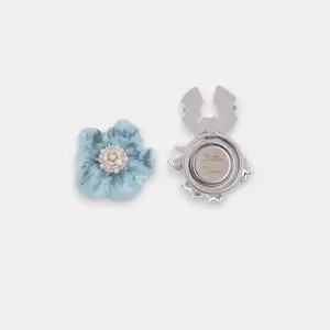 Button Cover Blue Petal Rhinestone Cufflinks for Shirts