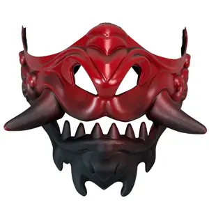 Red and Black Ombre Japanese Oni Demon Devil Mask