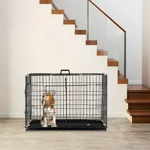 BestOffice 36/42/48 Inch Dog Crates for Large Dogs Folding Metal Wire Crates Dog Kennels Outdoor and Indoor Pet Dog Cage Crate with Double-Door,Divider Panel, Removable Tray and Handle