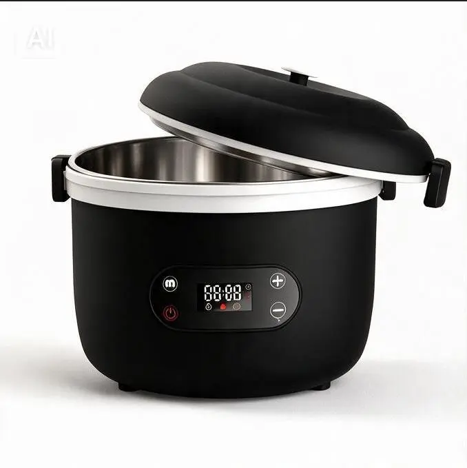 Cordless Electric Lunch Box with 8000mAh Power Bank, Portable Rechargeable Food Warmer for Adults, 304 Stainless Steel Heated Container, 1.1L Self-Heating Meal Box with Timer & Temp Control for Office, School & Travel, Black