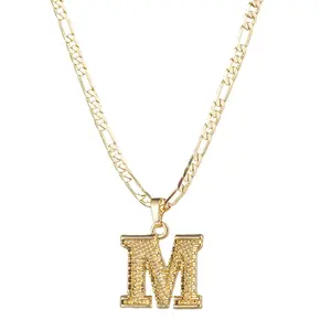 18K Gold Plated Initial Necklace with A-Z Letter Pendants, Figaro Chain Extension, Personalized Gift for Friends & Family