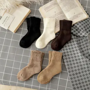 5-Pack Women's Solid Mid-Calf Socks, Warm & Comfy, Beats Peers, Fall Winter Daily Must-Have,E