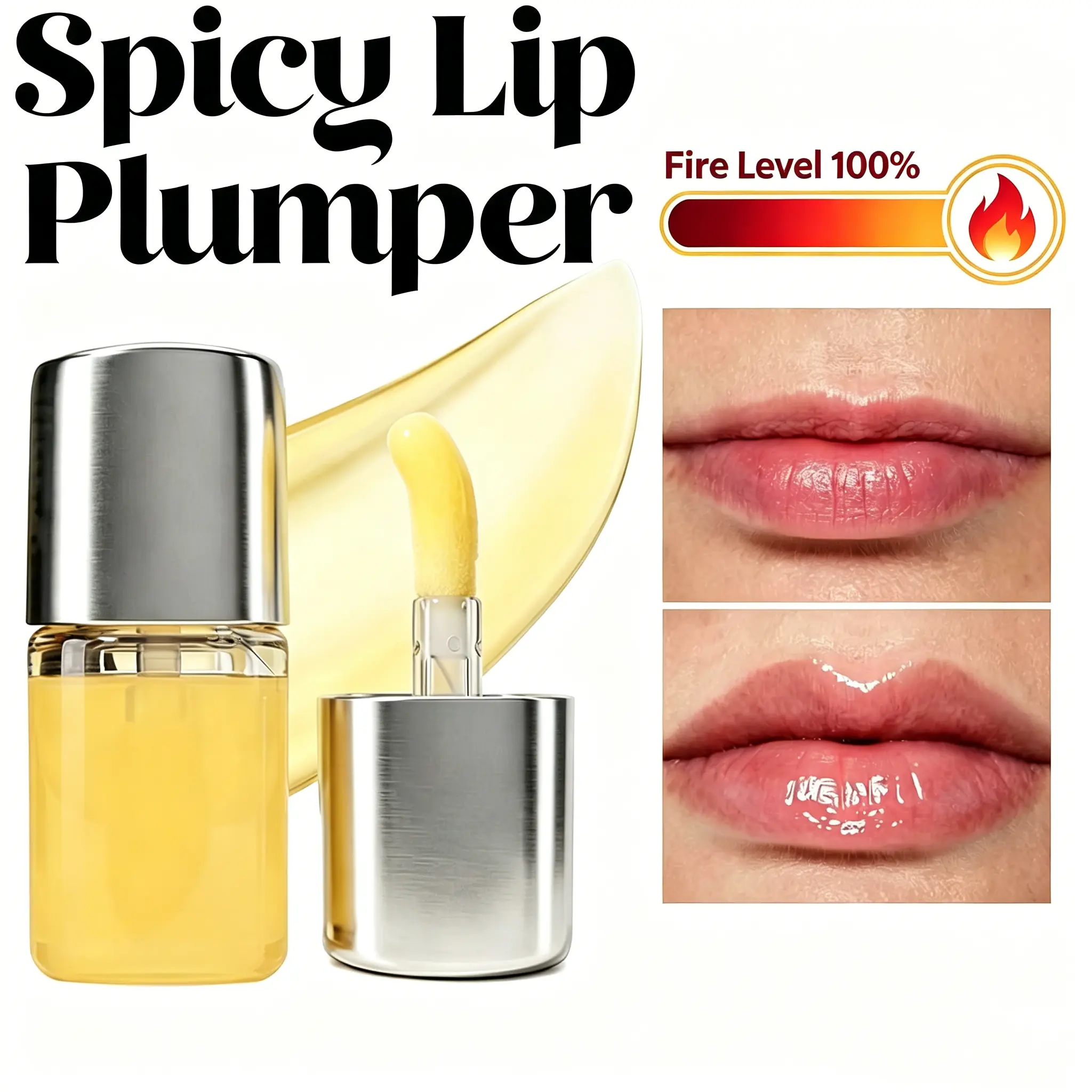 Spicy Lip Plumper — Fuller-Looking Lip Plumper Gloss, Non-Sticky, High-Shine Finish,Lip Care Essence, sexy Lip Moisturizing
