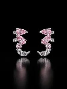 Pink CZ Statement Earrings – 925S