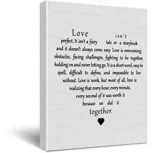Inspirational Love Quotes Poster Canvas Wall Art for Home Bedroom Wedding Decor Love Wall Art Painting Ready to Hang Anniversary Marriage Gifts Easel & Hanging