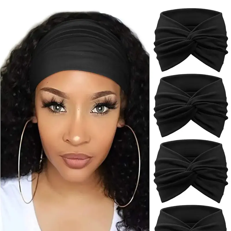 4pcs Boho Women's Criss Cross Hairbands Set, Fashion Soft Multicolor Headbands for Running, Fitness, Yoga, Daily Wear, Workout Headband, Gym Headband, Fashion Hair Accessories