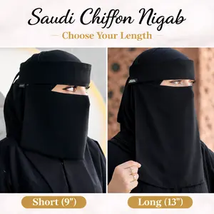 Saudi Chiffon Niqab | Structured Forehead Design | Not See-Through | Short & Long | Muslima Shop