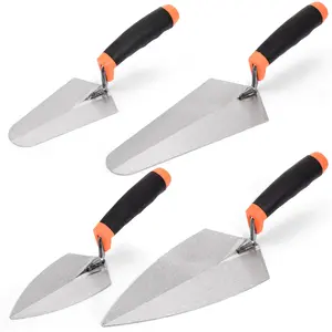 4 Pack 6" Masonry Hand Tool Set  Pointing Trowel Gauging With Rubber Grip Carbon Steel Brick Trowels Bricklaying For Concrete Cement Plaster Mortar Stucco Tile