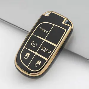 Smart Key Protection Cover Compatible with Jeep Toyke Chrysler Dodge RAM Challenger Journey Fiat, 3-Button Smart Key Case, Car Key Protector