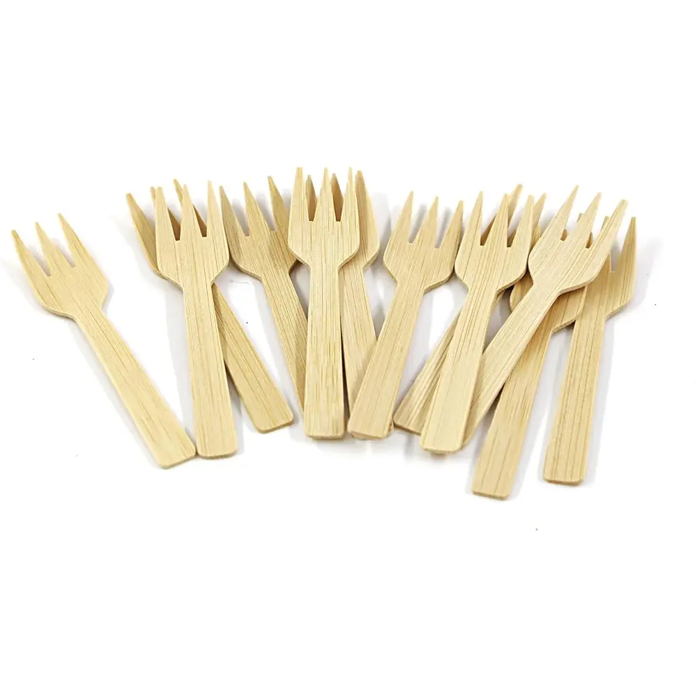 Disposable Bamboo Forks Set - 200PK 3.54" Mini Eco-Friendly Utensils, 100% Biodegradable Compostable Renewable Natural Kitchen Cutlery for Food, Wedding Use