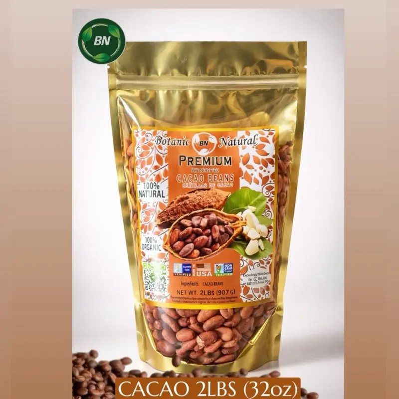 BN CACAO BEANS 2LB PREMIUM WILDCRAFTED NATURAL AND ORGANIC GREAT FLAVOR DRIED IN THE SHADE BN CACAO BEANS 2LB PREMIUM WILDCRAFTED NATURAL AND ORGANIC GREAT FLAVOR DRIED IN THE SHADE