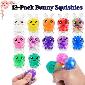 12-Pack Bunny Squishies Easter Egg Stuffers – Cute Stress Relief Squishy Toys for Kids, Easter Basket Fillers, Egg Hunt Party Favors, Sensory Fidget Toys & Funny Gift Idea for Dad Kids Family