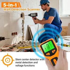 New 5-In-1 Wall Detector Handheld Tool Spiral Column Detector with Electric Ac Cable Detector, Cables, PVC Pipe Metal Detector (9v Battery Not Included)