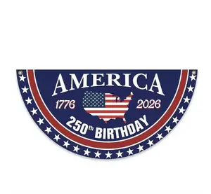 250th Anniversary USA Patriotic Bunting Flag | 1776-2026 Weatherproof Polyester Half Circle Fence Banner | 4th of July Outdoor Independence Day Decoration