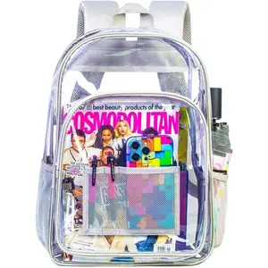 Clear Backpack, Heavy Duty Transparent Bookbag, See Through PVC Backpacks for Women Men