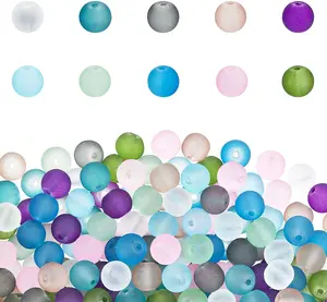 200 count Frosted Glass Beads 10 Color 8mm Sea Glass Beads Spacers Matte Bead  Blue Loose Bead for Friendship Bracelet Necklace Mother's Day Summer  Making