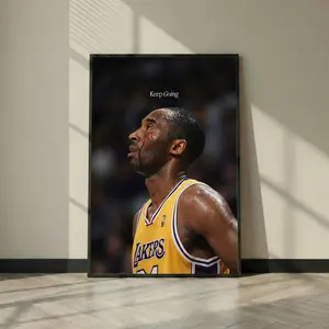 Kobe Bryant Keep Going Poster Print, Black & White or Color Options, Lakers Basketball Legend Wall Art, Motivational Sports Decor Gift( Unframed - Print Only ) (No Frame)